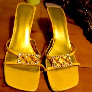 Lovely gold sandals with bead works! Size 10